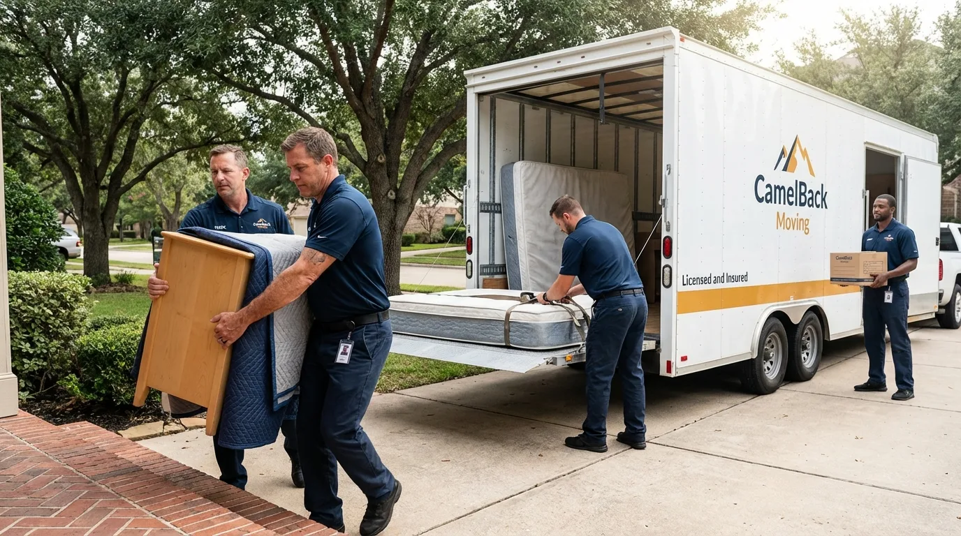 Crew loading residential truck for cross-state move from Pineville, WV