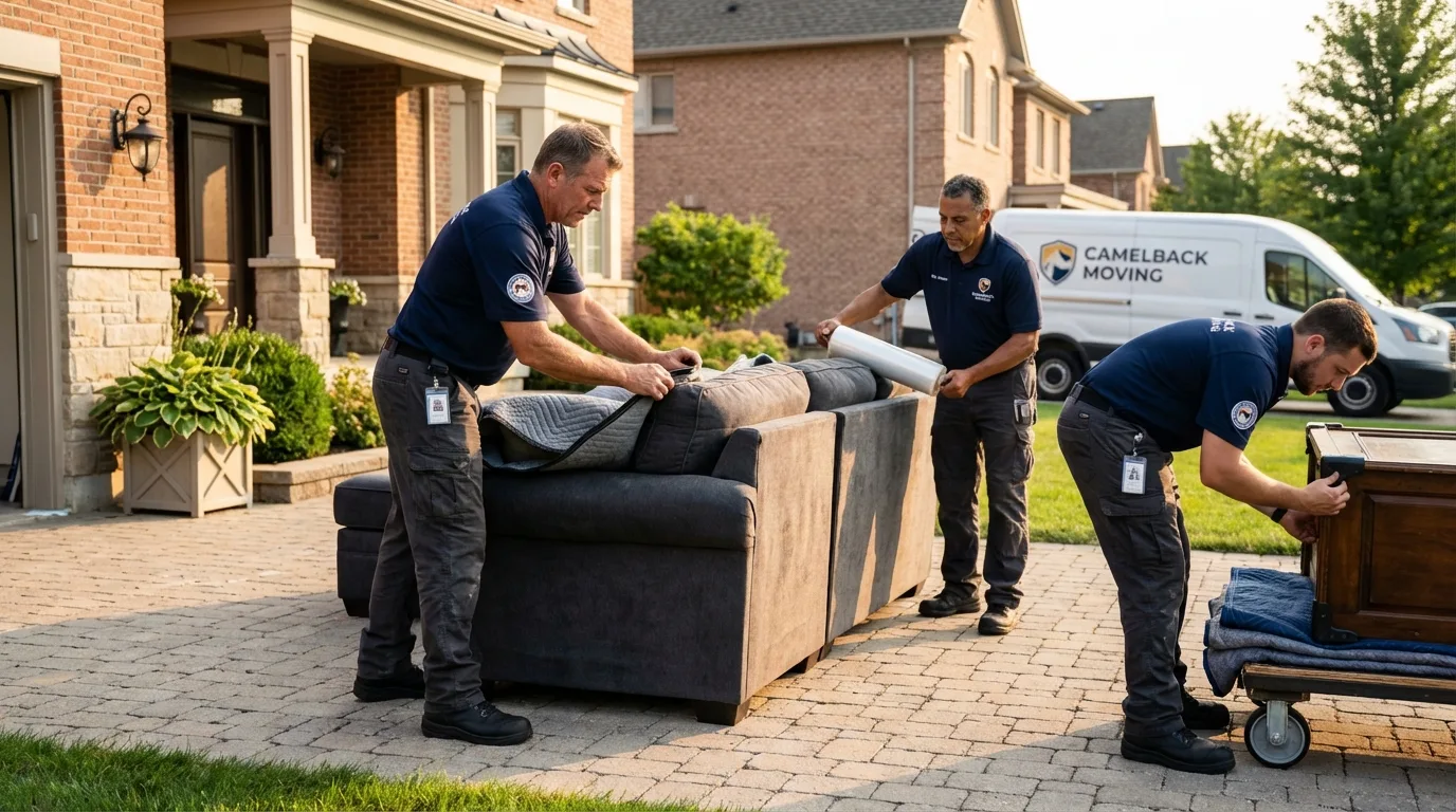 Large estate moving crew wrapping furniture in Pineville, WV